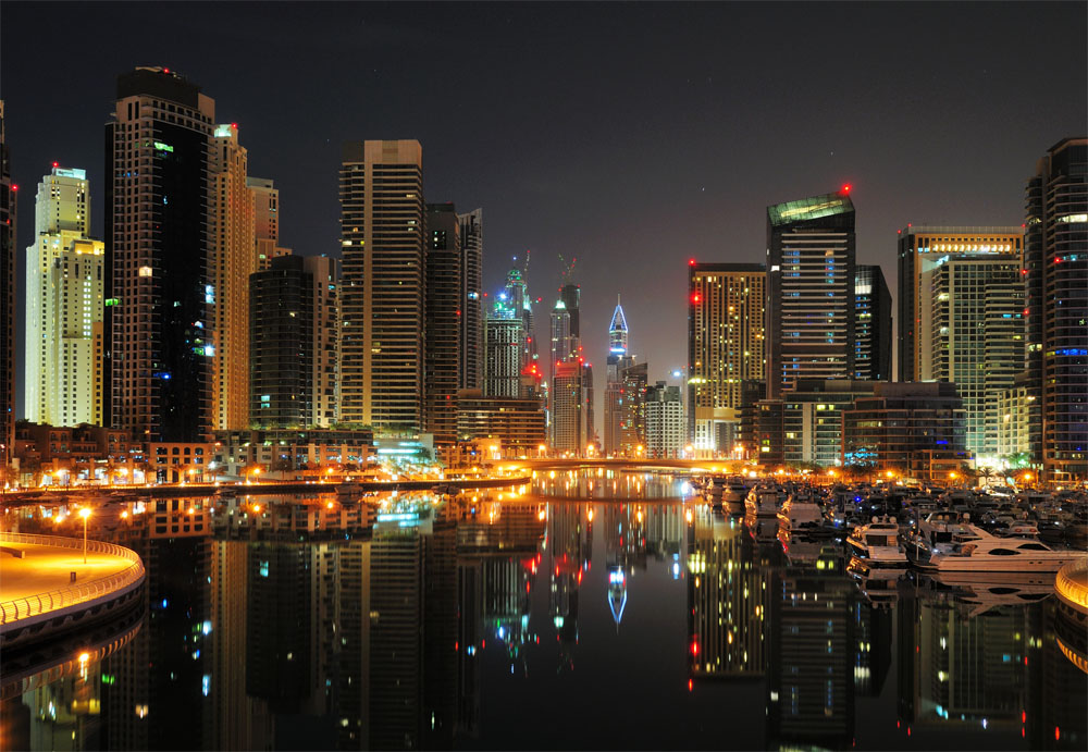 Дубай ночью. Марина. Dubai Marina at Night.