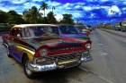 Классический Форд на набережной Сеспедес. Гавана. Куба. Ford - classic car. Cespedes embankment. Havana. Cuba.