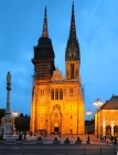 Ночной Загреб. Кафедральный собор Вознесения Девы Марии. Night Zagreb