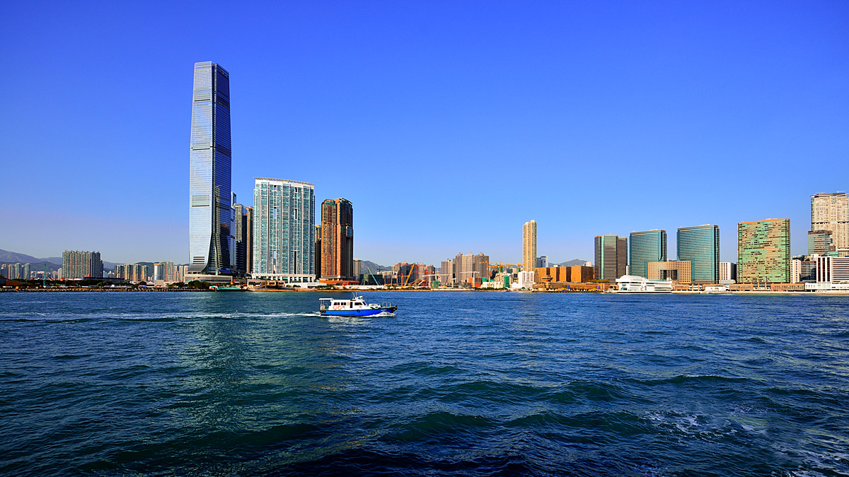 Гонконг с залива Виктория. Honkong from Victoria Gulf. 2