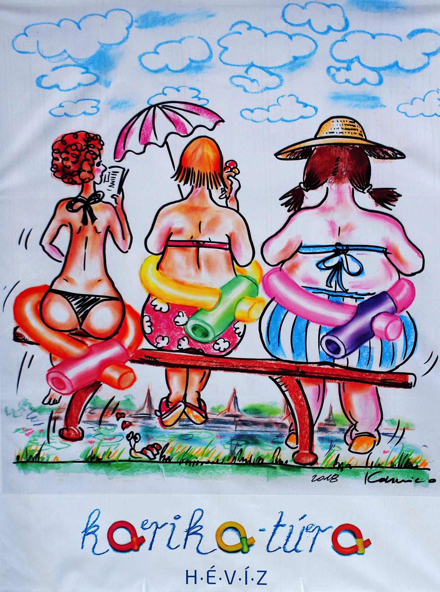 Три грации. Карикатура. Хевиз. Three Graces. Caricature. Heviz.