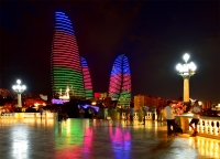 Пламенные башни в сумерках. Баку. Азербайджан. Flame towers at dusk. Baku. Azerbaijan. 2