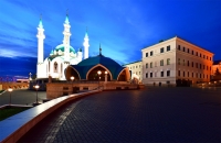Казанский Кремль. Мечеть Кул Шариф на закате. Kazan Kremlin. Mosque Kul Sharif at sunset.